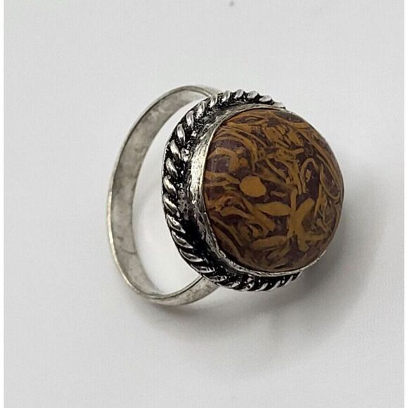 Bohemian Miriam Stone Round Cabochon Ring sz 9.5 - Picture 4 of 4